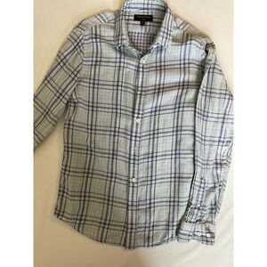 Banana Republic Slim Fit Flannel Plaid Long Sleeve Shirt Blue Slim Fit Sm